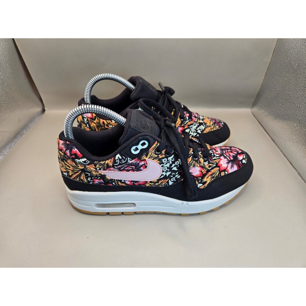 Nike Air Max 1 Spring Mix Shoes Women's 7 Black Gum Floral Athletic OG Sneakers